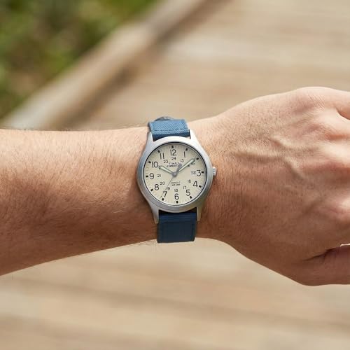 Timex Unisex TW4B13800 Expedition Scout 36mm Blue/Natural Nylon Strap Watch