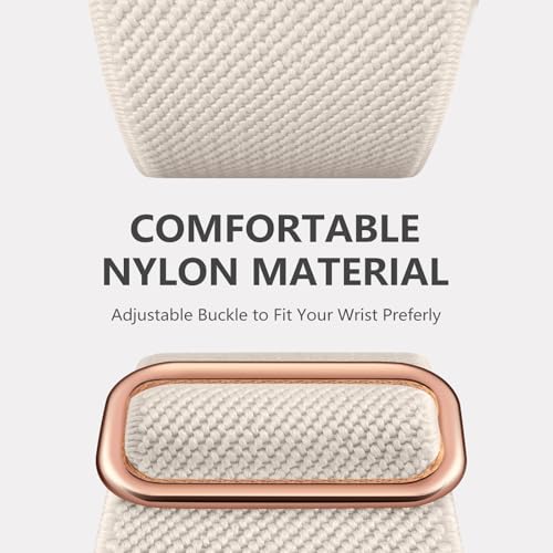 Maledan Stretchy Solo Loop Compatible with Apple Watch Bands Women Men 40mm 44mm 45mm 41mm 38mm 49mm 42mm 46mm,Soft Nylon Elastic Wristband for iWatch Series SE 11 10 9 8 7 6 5 4 3 2 1 Ultra,Starlight