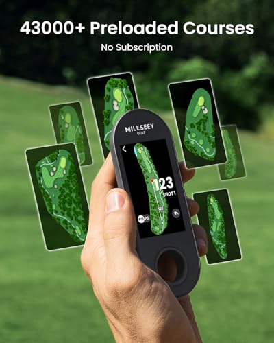MILESEEY GeneSonic Go Handheld Golf GPS Rangefinder, 43000+ No Subscription Preloaded Courses, Auto Hole Golf Yardage Device, Touchscreen, 10H Battery, Magnetic, Waterproof, Hazard, Green Distances