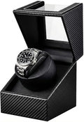 Watch Winder for Automatic Watches: Single Watch Winder Box with Quiet Japanese Motor - Rotating Watch Case in Black Carbon Fiber Leather Storage Display Box for Men (2026 New)