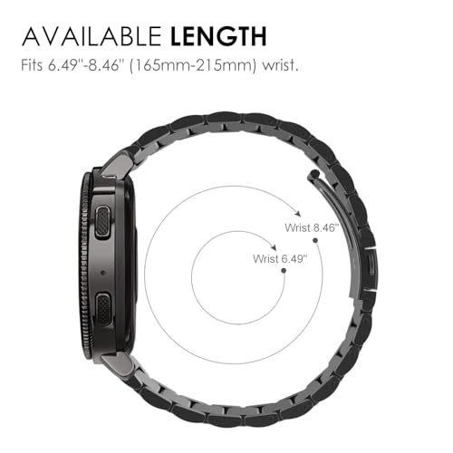 FINTIE 20mm Metal Bands Compatible with Garmin Vivoactive 6/5/3/3 Music, Venu Sq/Venu 2 Plus, Forerunner 55/165/245/645, Samsung Galaxy Watch 42mm/Active 2 1, Black