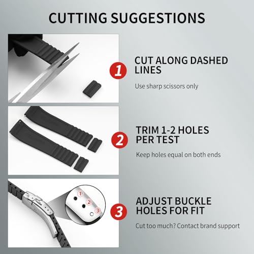 ULLCHRO Silicone Watch Band Quick Release Strap FKM Waterproof Watch Bands for Men 20mm 22mm Replacement Strap Sport Rubber Watchband (20mm, Black