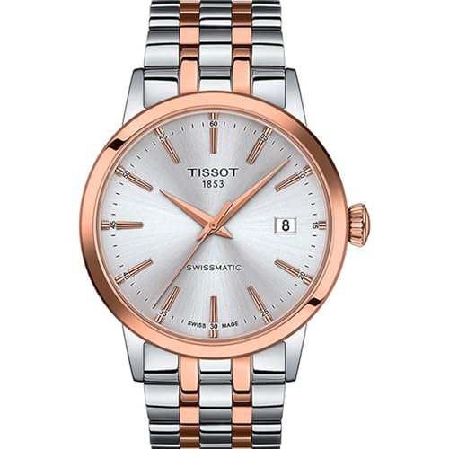 Tissot mens Classic Dream Stainless Steel Dress Watch Rose Gold T1294072203100