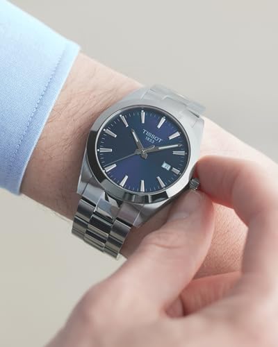 Tissot mens Gentleman Stainless Steel Dress Watch Grey T1274101104100