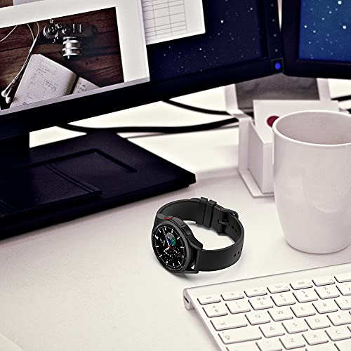 Suoman for Samsung Galaxy Watch 4 Classic 42mm/46mm,Galaxy Watch 4 5 6 7 40mm/44mm,Galaxy Watch 5 Pro 45mm Band, 20mm Adjustable Soft Silicone Replacement Strap Band-Black