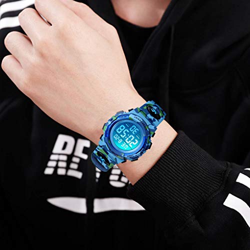 cofuo Kids Digital Watch for Boys Girls, Boys Watches Ages 3-17,Sport Outdoor Watch for Kid,50M Waterproof Analog Multifunctional Chronograph LED Alarm Stopwatch Silicone Band,Kids Gift