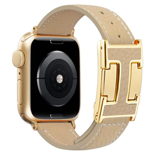 JSGJMY Leather Magnetic Band Compatible with Apple Watch Bands 38mm 40mm 41mm 42mm 44mm 45mm 46mm 49mm for Women Men，Top Grain Leather Designer Replacement Strap for iWatch Ultra SE Series11/10/9/8/7/6/5/4/3/2/1