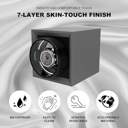 DUKWIN Single Watch Winder with Dual Power Supply, Supper Quiet Motor, Adjustable Watch Pillow for Travel, Small Watch Winder