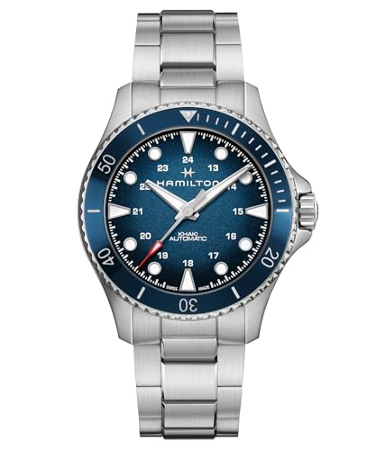 Hamilton Khaki Navy Automatic Men's Watch, 43mm Stainless Steel Case, Swiss Made, Blue Dial Analog Wrist Watch for Men, 300m Waterproof, Sapphire Crystal, Stainless Steel Strap