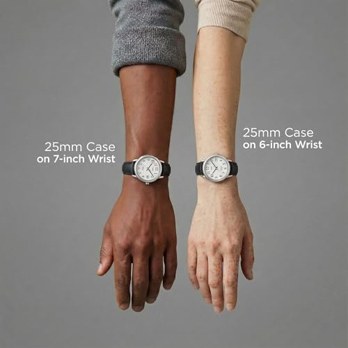 Timex Women's Easy Reader 25mm Watch – Silver-Tone Case White Dial with Black Leather Strap