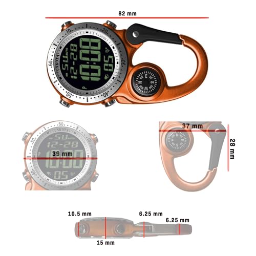 Dakota Digital Backpacker Clip, Fob and Pocket Watch, Alarm, Stopwatch, Timer and Dual Time, Outdoor Gifts for Men and Women, Tactical Digital Watch