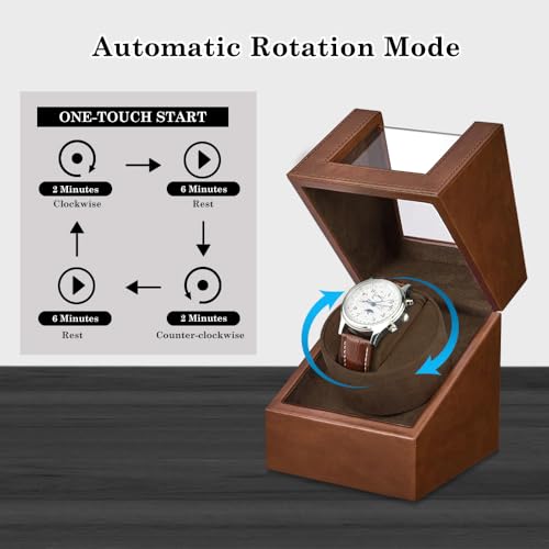 Anyasun Watch Winder,Automatic Single Watch Winder for Women's and Men's Watches, Watch Shaker with Japanese Quiet Motor, Battery Powered or AC Adapter(Brown)