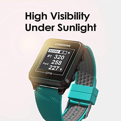 CANMORE TW353 Golf GPS Watch for Men and Women, High Contrast LCD Display, Free Update Over 41,000 Preloaded Courses Worldwide, Lightweight Essential Golf Accessory for Golfers, Turquoise/Gray