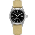 Hamilton Khaki Field Mechanical Men's Watch, 38mm Stainless Steel Case, Swiss Made, Black Dial Analog Wrist Watch for Men, 50m Waterproof, Sapphire Crystal, Canvas Strap
