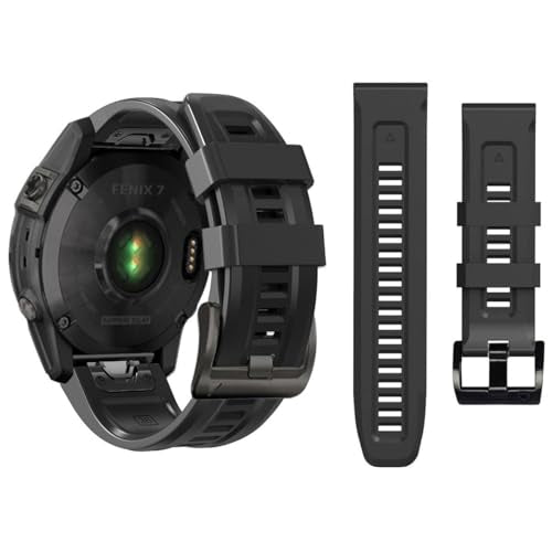 22mm Watch Band for Garmin Fenix 5/Fenix 6/Fenix 7/Fenix 8 47mm/Fenix E 47mm, Soft Silicone Band Strap Wristband with Quick Fit for Garmin Smart Watch (Black)