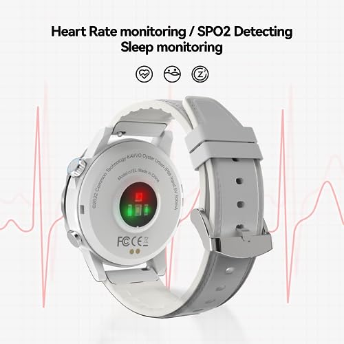 KAVVO Oyster Urban Smart Watch for Men, 46mm Fitness Smartwatch with Blood Oxygen Heart Rate Sleep Monitor, Multiple Sports Modes Tracker for Android iOS Phones (Raw White)