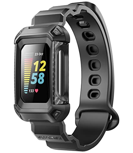 SUPCASE for Fitbit Fitbit Charge 6 Band with Case (Unicorn Beetle Pro), [Military-Grade Protection] [Scratch-Resistant] Rugged Men Cover with Adjustable Strap Wristband for Fitbit Charge 6/5, Black