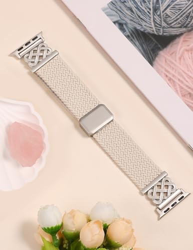 TOYOUTHS Braided Magnetic Band Compatible with Apple Watch Bands 42/41/40/38mm Women Men, Dressy Celtic Metal Fancy Stretchy Elastic Bracelet Strap for iWatch Series 11 10 9 8 7 6 5 4 SE 3 2 1