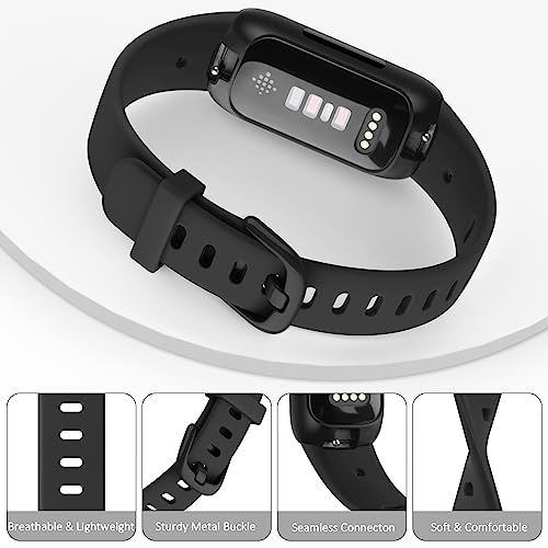 2 Pack Bands Compatible with Fitbit Inspire 3 Bands for Women Men, Sport Silicone Adjustable Replacement Straps for Fitbit Inspire 3 Fitness Tracke (Black/Black)