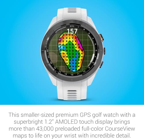 Garmin Approach S70 (White, 42mm) Golf GPS Smartwatch PlayBetter Bundle