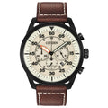 CITIZEN Men's Eco-Drive Chronograph Sport Casual, Brown Leather Strap, Beige Dial, Chronograph, Date (Model: CA4215-04W)