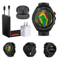 Garmin Approach S70 47MM Black- Golf GPS Fitness Tracker Smartwatch for Men, Lightweight Touchscreen AMOLED Display and Preloaded Courses Bundle with Air Pro TWS Truly Wireless Earbuds - (Color May