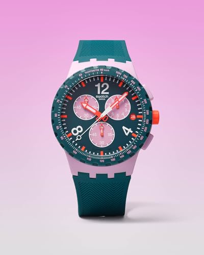 Swatch Unisex Casual Watch Green Polymer Quartz Moment of Rose