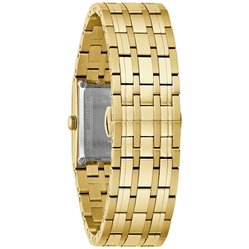 Bulova Marc Anthony Ladies Modern Quadra Diamond Gold Stainless Steel Watch,Black Dial, Style:97P167