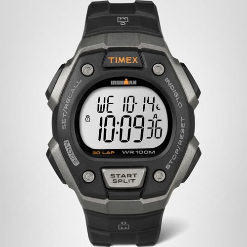 Timex Men's Ironman Triathlon Classic 30 38mm Watch – Gray & Black Case with Black Resin Strap