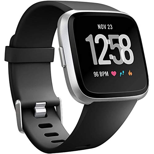 Wepro Band Compatible with Fitbit Versa 2 Bands for Women Men, Soft Band Compatible with Fitbit Versa Bands, Sport Waterproof Breathable Replacement Wristband Strap for Versa Lite, Large, Black, 1 Pack