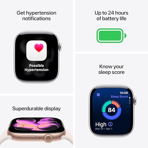 Apple Watch Series 11 [GPS 46mm] Smartwatch with Jet Black Aluminum Case with Black Sport Band - M/L. Sleep Score, Fitness Tracker, Health Monitoring, Always-On Display, Water Resistant