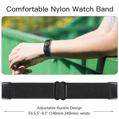 Folavii 5 Pack Stretchy Nylon Compatible with Fitbit Charge 6 Bands/Fitbit Charge 5 Bands for Women Men, Elastic Adjustable Straps Sport Replacement Wristbands for Fitbit Charge 5/6 Watch