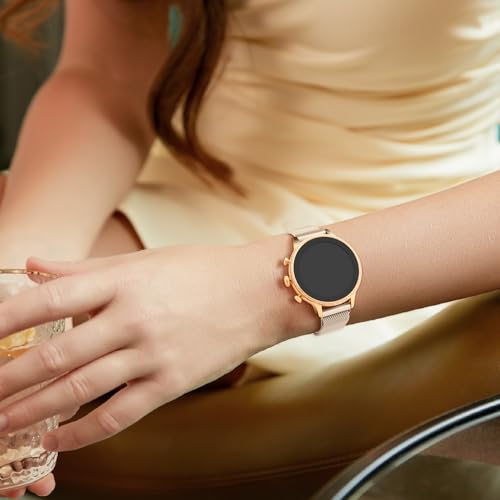 18mm Metal Bands for Garmin Venu 3S / Venu 4 41mm / Venu 2S / Vivoactive 4S / Vivomove 3S / Forerunner 265s Watch Bands, Quick Release Stainless Steel Metal Replacement Wristband Strap for Garmin Forerunner 255s/265s Bands Women Men (Champagne Gold)