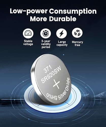 YKM 10 Pack SR920SW 371 Watch Batteries 1.55V Silver Oxide Button Cells
