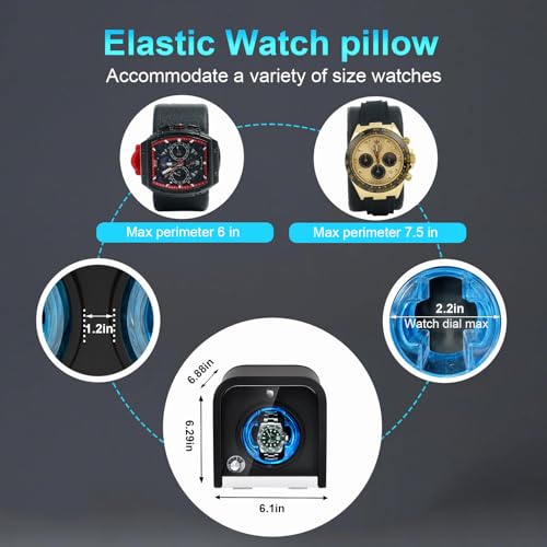 PUEKDOIR Single Watch Winder for Automatic Watches, Super Quiet Motor,Built-in Illumination