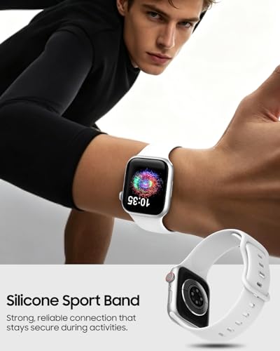 TreasureMax Sport Band Compatible with Apple Watch Bands 38mm 40mm 41mm 42mm 44mm 45mm 46mm 49mm White, Soft Silicone Strap Compatible for Apple Watch Series 11 10 9 Ultra SE 8 7 6 5 4 3 Men Women