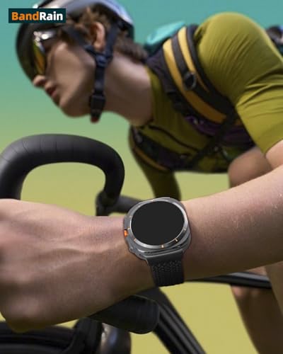 BandRain Compatible with Samsung Galaxy Watch Ultra Bands 47mm, Upgrade Parachute-style Buckle, Stretchy Braided Sport Strap for Galaxy Watch 7 Ultra Band 2024 Men Women (Black)