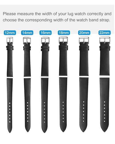 uxcell Black Genuine Leather Band 12mm Width, Flat Thin Elegant Leather Watch Strap for Women