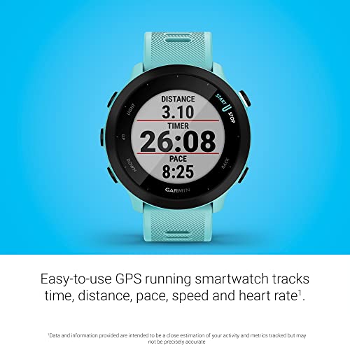 Garmin Forerunner 55, GPS Running Watch with Daily Suggested Workouts, Up to 2 weeks of Battery Life, Aqua One Size (Renewed)