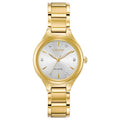 Citizen Women's Eco-Drive Dress Classic Diamond Watch in Gold-Tone Stainless Steel, Silver Dial (Model: FE2102-55A)