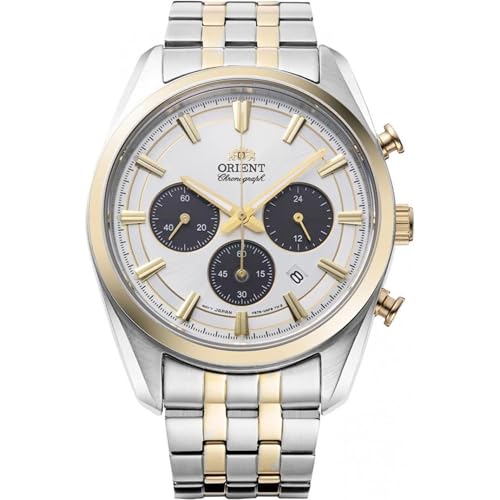 Orient Stretto Solar Chronograph White Dial Steel Strap Men’s Watch RA-TX0302S10B