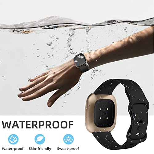 Odbeai Compatible with Fitbit Versa 4 Bands/Versa 3 Band & Fit bit Sense 2 Bands/Sense Band for Women Men,Soft Replacement Wristbands Sport Strap Accessories for Fit bit Smart Watch (Large, Black)