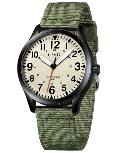 CIVO Military Watch for Men Waterproof: Analog Mens Watches Classic Design - Field Tactical Quartz Wrist Watch