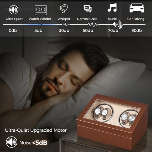 ANWBROAD Watch Winder for Automatic Watches, Automatic Watch Winder Box with 4 Watch Rotator and 6 Extra Storages, 4 Watch Winder with Japanese Quiet Motor, Watch Winders for Men & Women, UJWW012Z