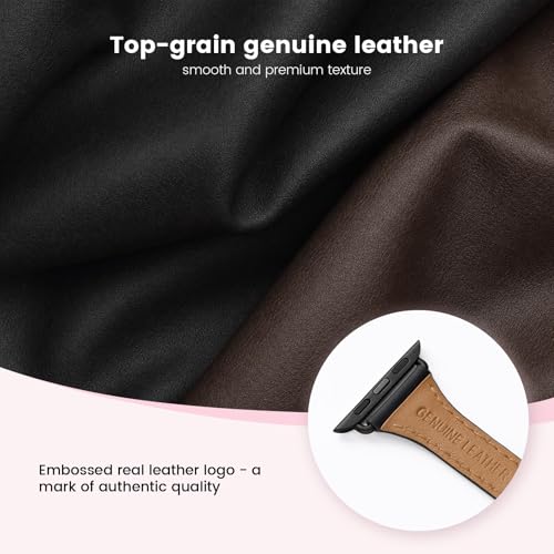 WFEAGL Compatible with Leather Apple Watch Band 41mm 40mm 38mm 42mm(series 11 10) Women, Top Grain Leather Strap Slim & Thin Replacement Wristband for iWatch Bands SE 3 2 1, Series 11 10 9 8 7 6 5 4 3 2 1