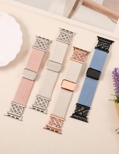 TOYOUTHS Braided Magnetic Band Compatible with Apple Watch Bands 42/41/40/38mm Women Men, Dressy Celtic Metal Fancy Stretchy Elastic Bracelet Strap for iWatch Series 11 10 9 8 7 6 5 4 SE 3 2 1