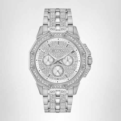 Bulova Men's Crystals Octava Stainless Steel 6-Hand Multi-Function Quartz Watch Style: 96C134