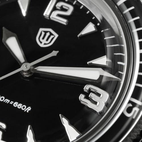 watchdives WD50Q Dive Watch for Men, 38mm, Enamel Black