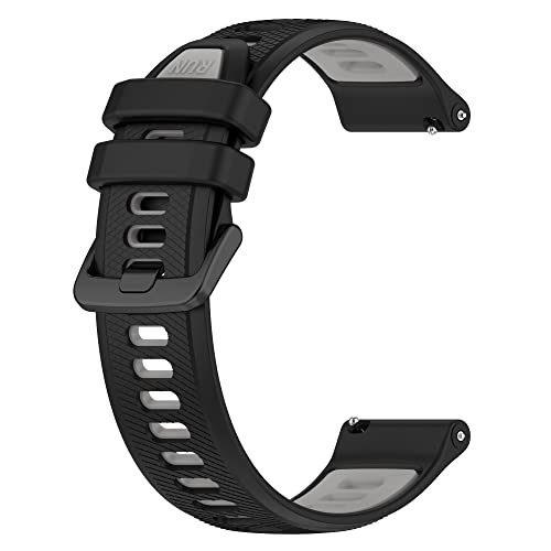 Fit for Garmin Forerunner 265S 255S Watch Bands, 18mm Quick Release Durable Silicone Replacement Bands Wristbands Straps Bracelet Fit for Garmin Vivoactive 4S/Vivomove 3S/Venu 2S (Black&Gray)