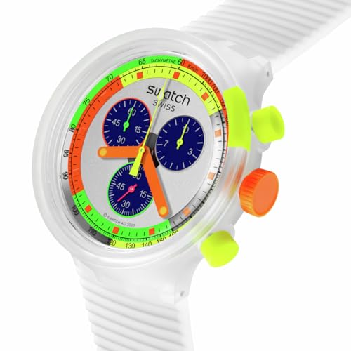 Swatch Big Bold Chrono Unisex Watch Casual Polymer Transparent Quartz Waterproof Swatch Neon Jelly